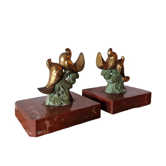 Image 1 of Art Deco bookends marble and doves