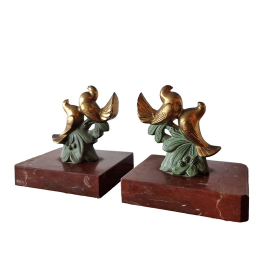 Image 1 of Art Deco bookends marble and doves