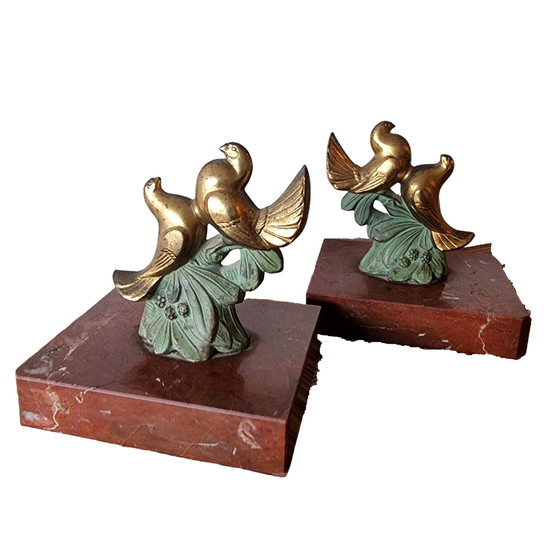 Image 1 of Art Deco bookends marble and doves