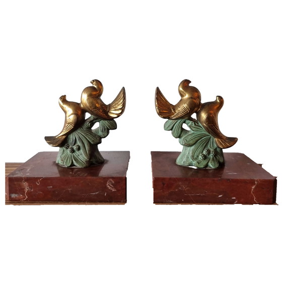 Image 1 of Art Deco bookends marble and doves