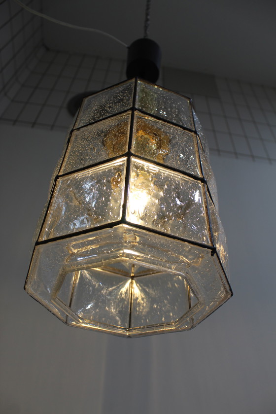 Image 1 of Lampe suspendue vintage Glashütte Limburg
