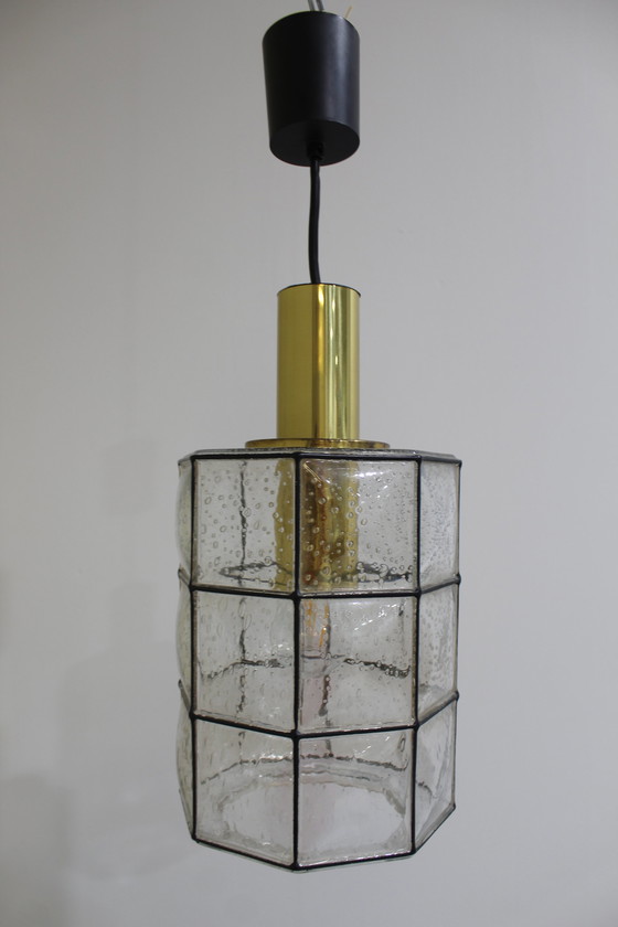 Image 1 of Lampe suspendue vintage Glashütte Limburg