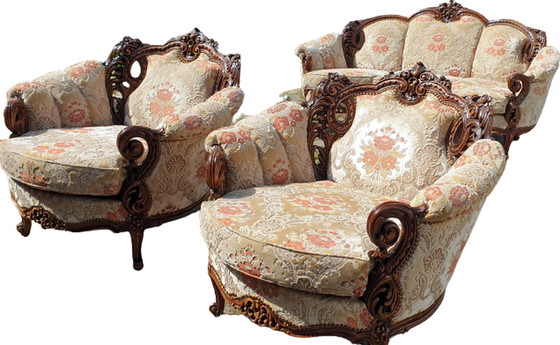 Image 1 of 2x Italian baroque armchairs + sofa