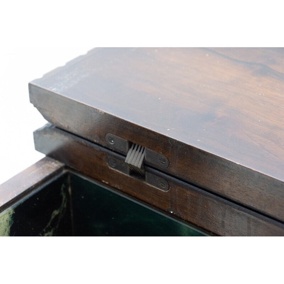 Image 1 of Art Deco vintage walnut and glass bar cabinet, Czechoslovakia 1930s