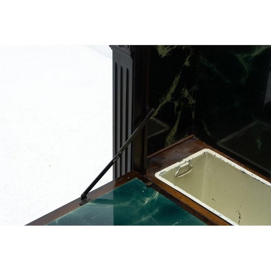 Image 1 of Art Deco vintage walnut and glass bar cabinet, Czechoslovakia 1930s