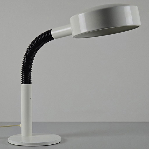 Vintage 1970S Mid-Century Modern Hala Zeist Lampenfabriek White Metal Gooseneck Table Lamp