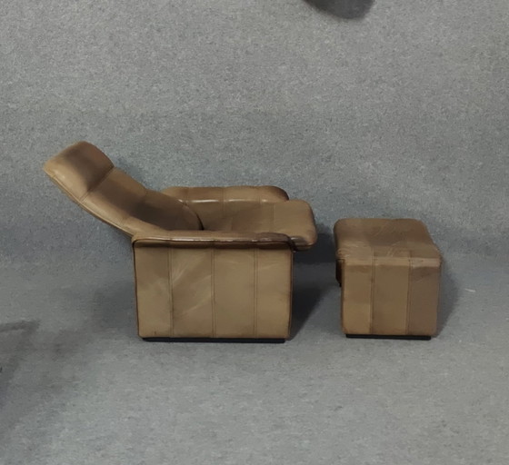 Image 1 of De Sede Sesssel + stool Mid - Century 60s Danish Design Leather Vintage Retro 60S