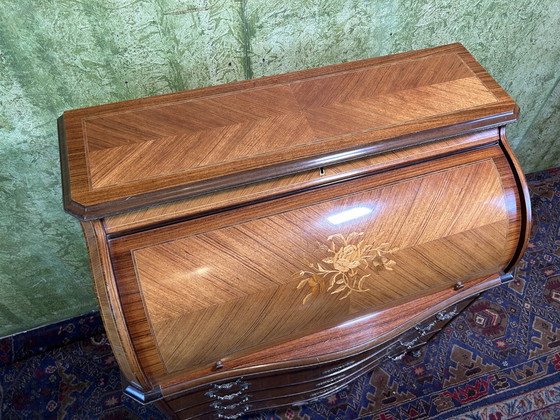 Image 1 of vintage Brocante inlaid rolltop bureau 1920-1930
