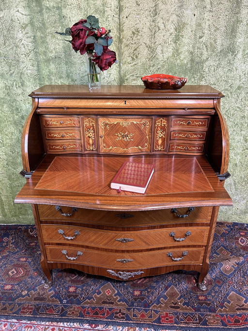 Bureau à roulettes en marqueterie Brocante vintage 1920-1930