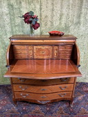 vintage Brocante inlaid rolltop bureau 1920-1930