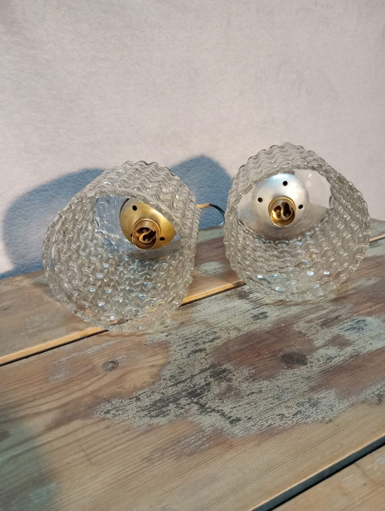 Image 1 of 2x Pendant Lights Glass