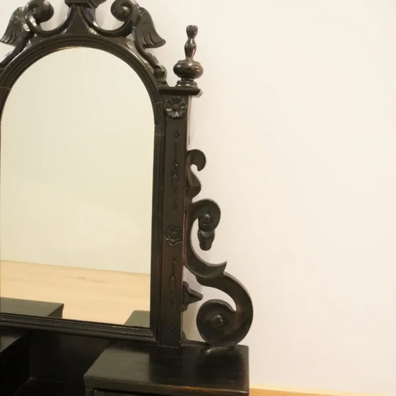 Image 1 of Antique Wall Mirror with Console and Two Small Drawers