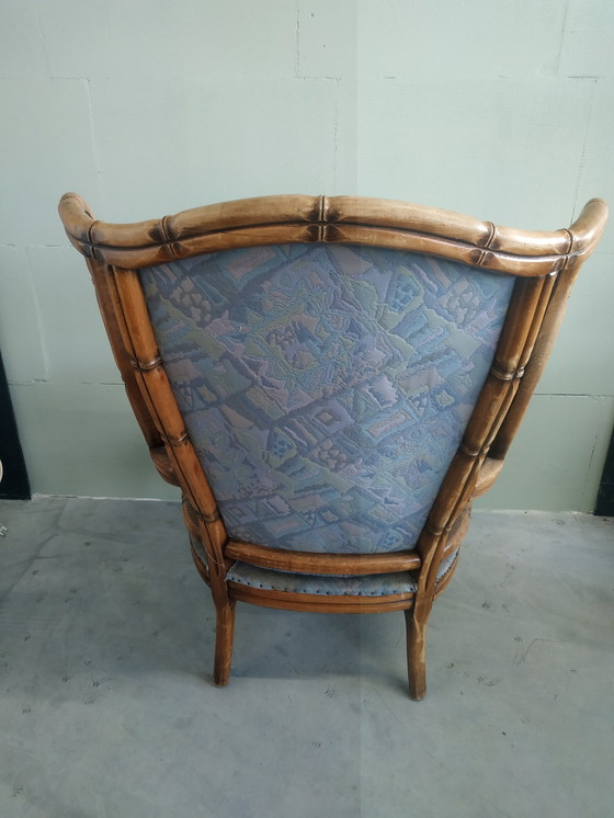 Image 1 of Vintage Faux Bamboo Georgetti Wingback 1970s Chair