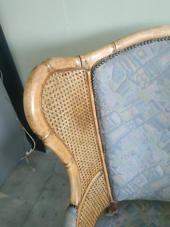 Image 1 of Vintage Faux Bamboo Georgetti Wingback 1970s Chair