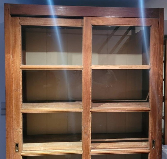 Image 1 of Antique teak sliding-door display case