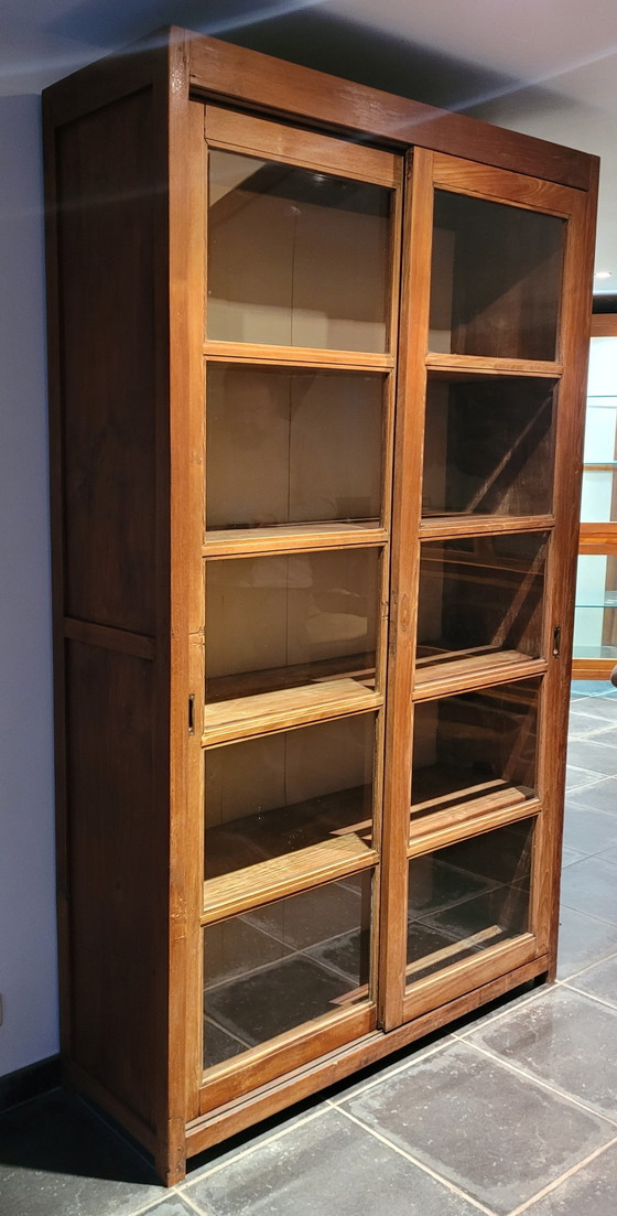 Image 1 of Antique teak sliding-door display case