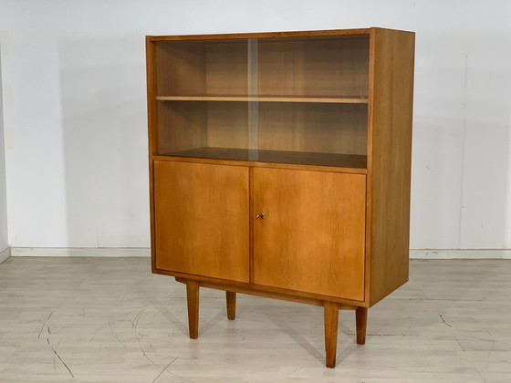 Image 1 of Credenza alta Hellerau di metà secolo, vetrina da soggiorno vintage