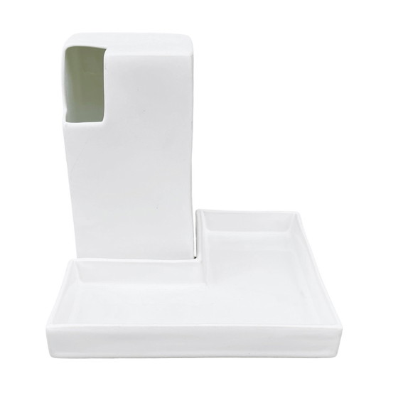 Image 1 of Vaso bianco minimalista + supporto Asa, Germania, anni '80.