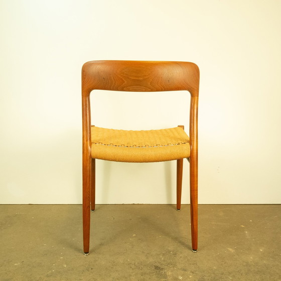 Image 1 of Dining table chairs, model 75 by Niels Otto Möller, teak and paper cord, 1960s