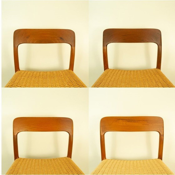 Image 1 of Dining table chairs, model 75 by Niels Otto Möller, teak and paper cord, 1960s