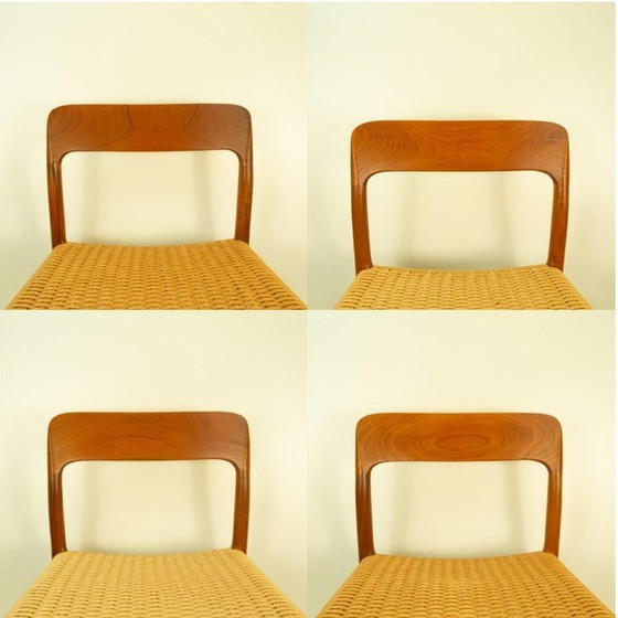 Image 1 of Dining table chairs, model 75 by Niels Otto Möller, teak and paper cord, 1960s