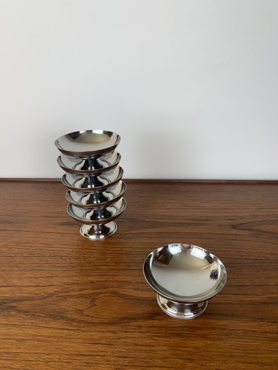 Image 1 of Set of 6 Stainless Steel Dessert Bowls, 1970