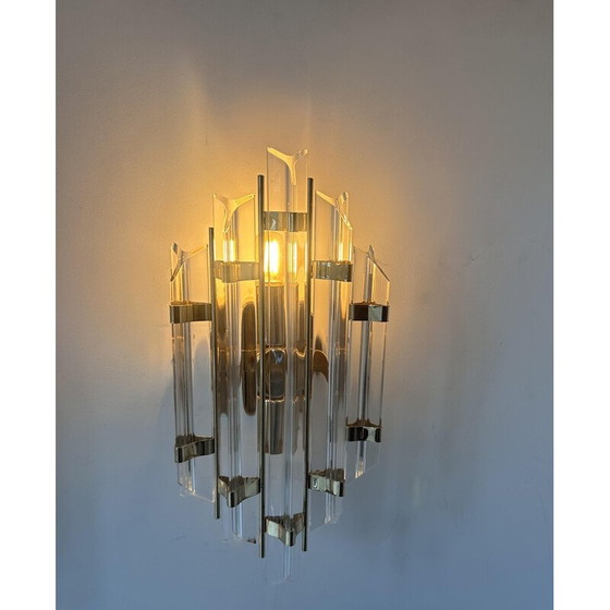 Image 1 of Coppia di lampade da parete vintage in ottone e altuglas, Italia 1970