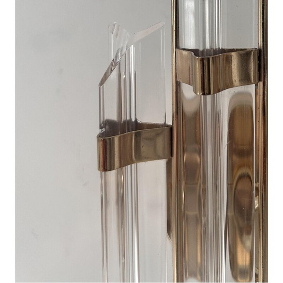 Image 1 of Coppia di lampade da parete vintage in ottone e altuglas, Italia 1970