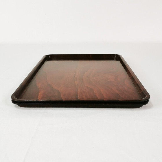 Image 1 of Pair of vintage oak wood and plastic trays for Gerling, Germany 1960