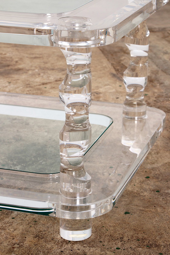 Image 1 of Table basse française en lucite et verre Maison Romeo, 1970