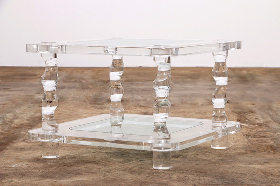 Image 1 of Table basse française en lucite et verre Maison Romeo, 1970