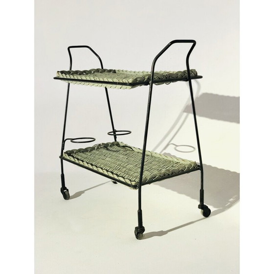 Image 1 of Rattan and metal vintage sideboard