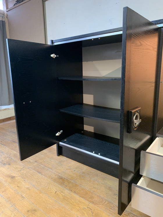 Image 1 of Black Dyed Credenza Wood With Silver Elements