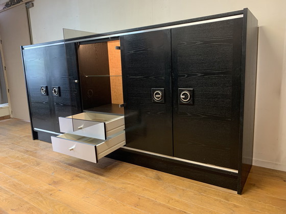 Image 1 of Black Dyed Credenza Wood With Silver Elements