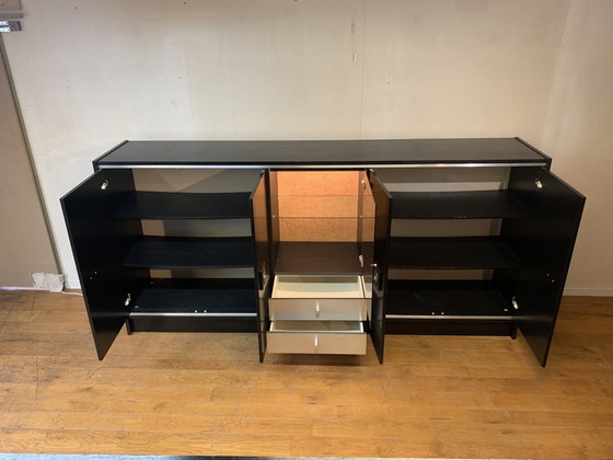 Image 1 of Black Dyed Credenza Wood With Silver Elements