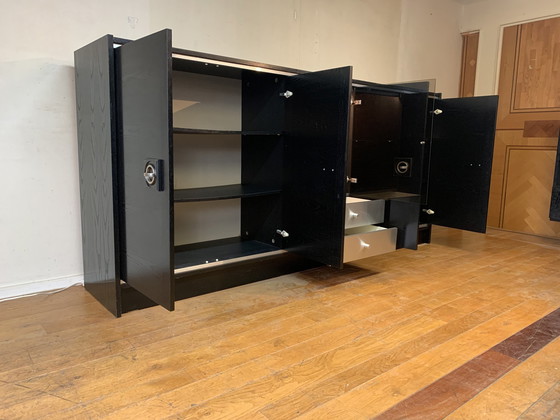 Image 1 of Black Dyed Credenza Wood With Silver Elements