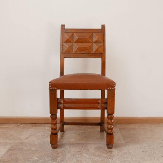 Image 1 of Set of 4 vintage Deco Dining Chairs Charles Dudouyt, French 1940s