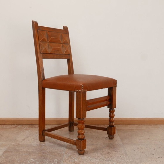 Image 1 of Set of 4 vintage Deco Dining Chairs Charles Dudouyt, French 1940s