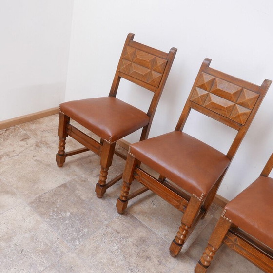 Image 1 of Set of 4 vintage Deco Dining Chairs Charles Dudouyt, French 1940s