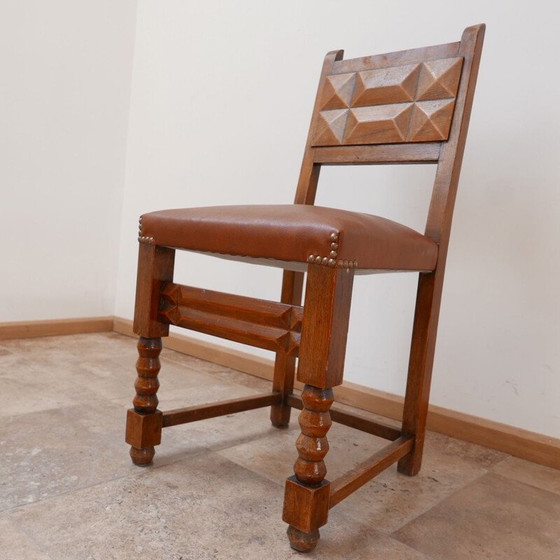 Image 1 of Set of 4 vintage Deco Dining Chairs Charles Dudouyt, French 1940s