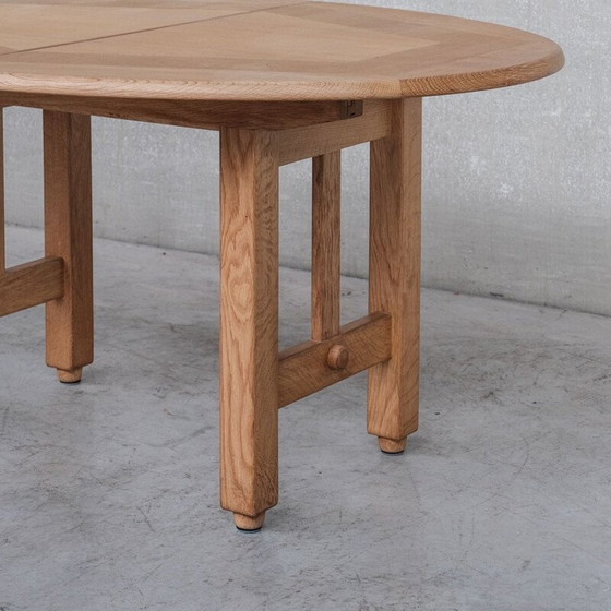 Image 1 of Oakwood oval French mid-century dining table by Guillerme et Chambron, 1970s