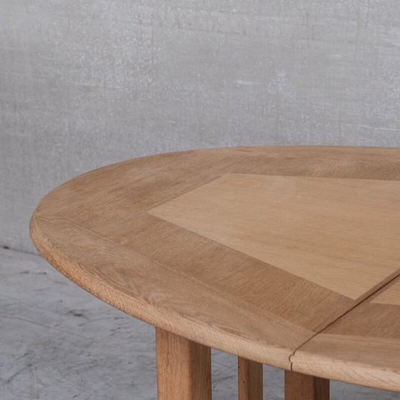 Image 1 of Oakwood oval French mid-century dining table by Guillerme et Chambron, 1970s