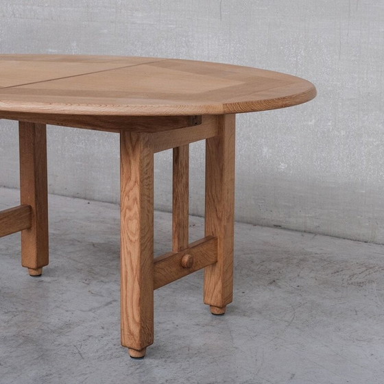 Image 1 of Oakwood oval French mid-century dining table by Guillerme et Chambron, 1970s