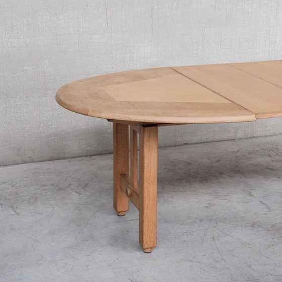 Image 1 of Oakwood oval French mid-century dining table by Guillerme et Chambron, 1970s