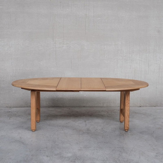 Image 1 of Oakwood oval French mid-century dining table by Guillerme et Chambron, 1970s