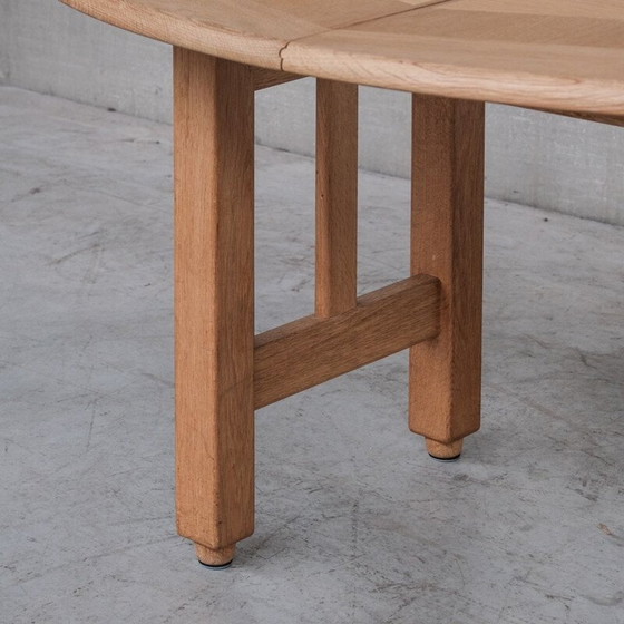 Image 1 of Oakwood oval French mid-century dining table by Guillerme et Chambron, 1970s