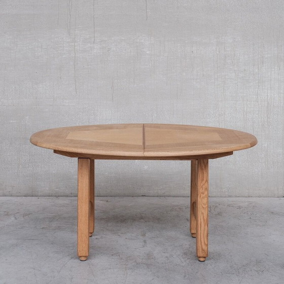 Image 1 of Oakwood oval French mid-century dining table by Guillerme et Chambron, 1970s