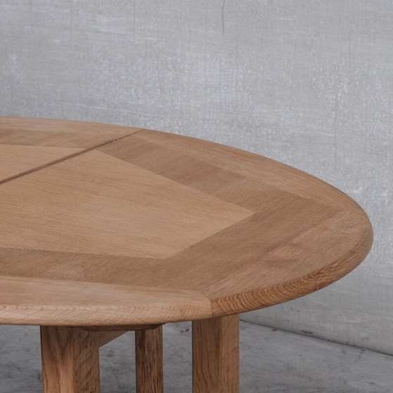 Image 1 of Oakwood oval French mid-century dining table by Guillerme et Chambron, 1970s