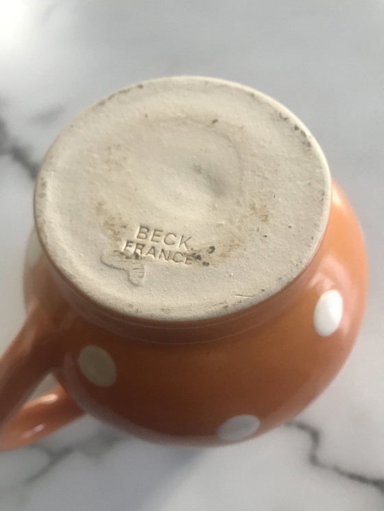 Image 1 of Vintage Beck France Polka Dot Pitcher
