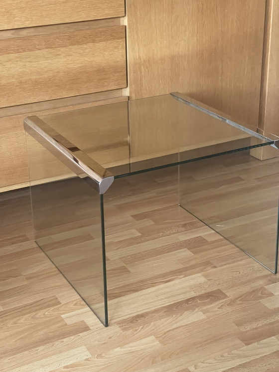 Image 1 of 2x Gallotti & Radice Glass Side Tables